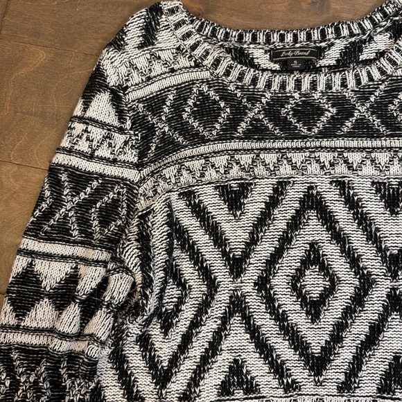 Lucky Brand Monochrome Tribal Pattern Sweater - Picture 3 of 5